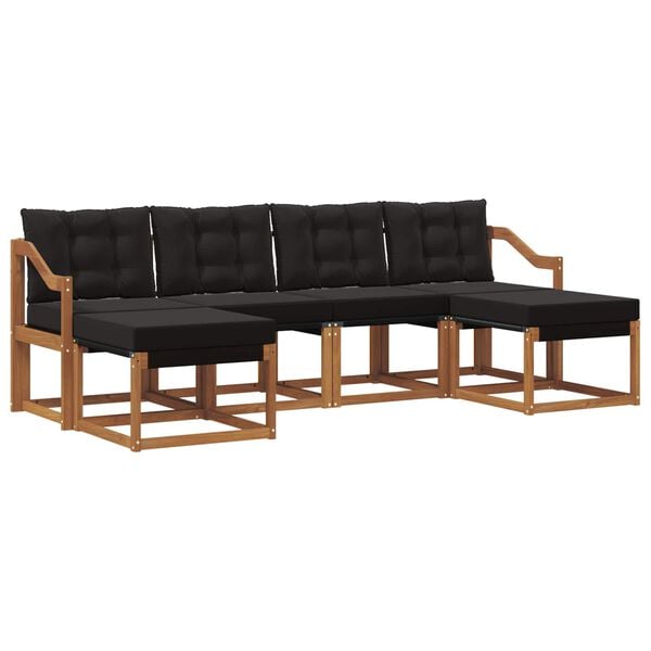 vidaXL &Uacute;ti s&oacute;fasett me&eth; p&uacute;&eth;i 6 pcs N&aacute;tt&uacute;rulegur og svartur