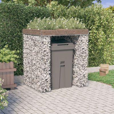 vidaXL Gabion Veggur fyrir Ruslatunnu 110x91x120 cm Galvaniserað Járn