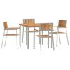 vidaXL Utandyra m&aacute;lt&iacute;fusett 5 pcs Br&uacute;nn Solid teak vi&eth;ur