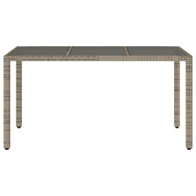 vidaXL Garðborð með Glerplötu Grátt 150x90x75 cm Pólýrattan