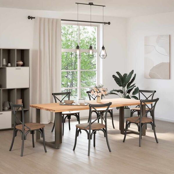 vidaXL bor&eth;stofubor&eth;sf&aelig;tur T-laga 2 stk svart 70x35x(72-73) cm st&aacute;l