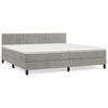 vidaXL H&oacute;lfa&eth; Springr&uacute;m me&eth; D&yacute;nu Lj&oacute;sgr&aacute;tt 200x200 cm Flauel