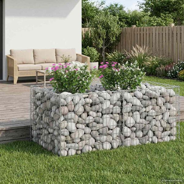 vidaXL Gabion h&aelig;kka&eth; r&uacute;m Silfur 100 x 100 x 60 cm Galvaniserad st&aacute;l