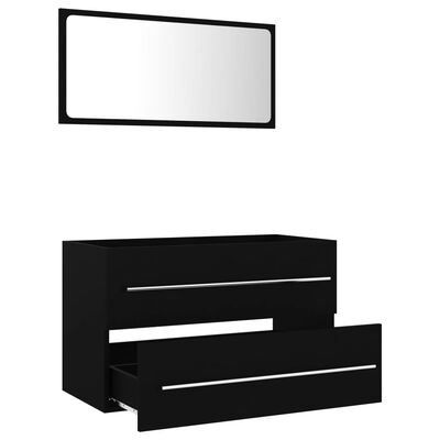 804837 vidaXL 2 Piece Bathroom Furniture Set Black Chipboard
