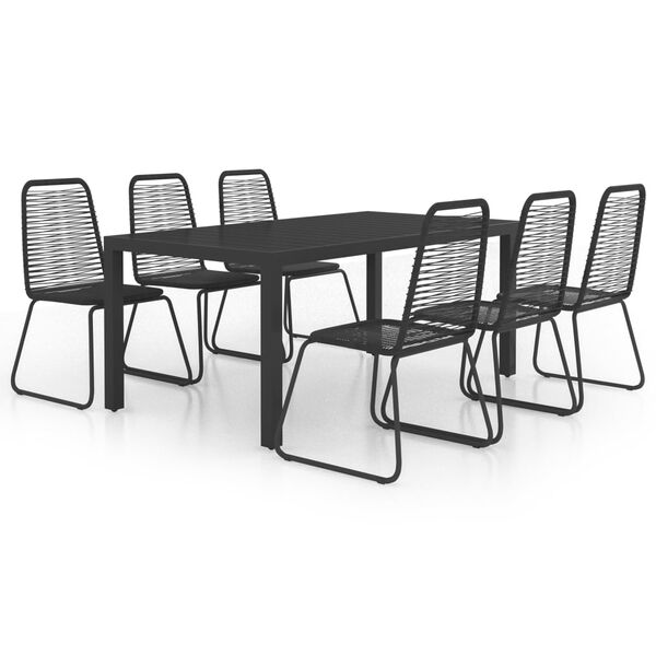vidaXL 7 hluta Gar&eth;bor&eth;stofusett PVC Rattan Svart