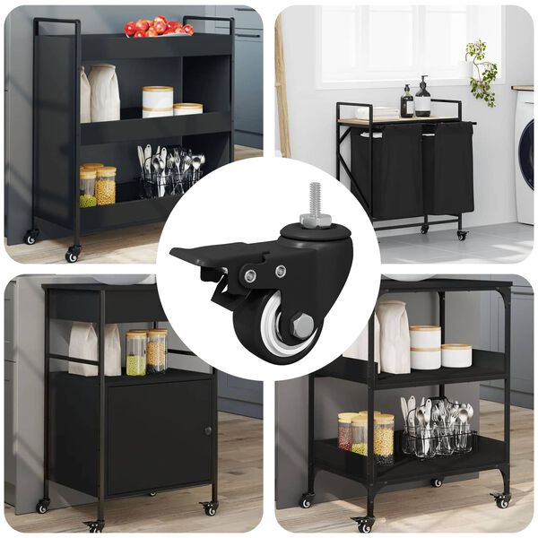 vidaXL Hj&oacute;l 12 pcs Svartur M6 x 37 mm Eir&eth; og nylon