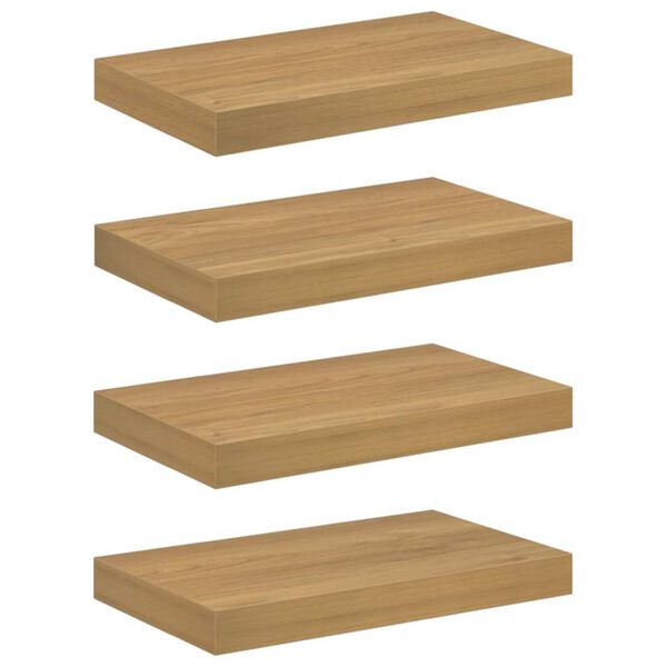 vidaXL Vegghylla 4 pcs Br&uacute;nn 40 x 23,5 x 4 cm Samsettur vi&eth;ur