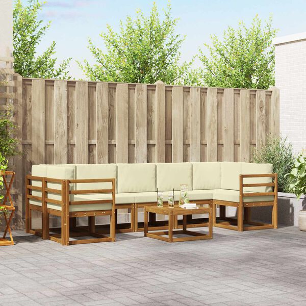 vidaXL &Uacute;ti s&oacute;fasett me&eth; p&uacute;&eth;i 8 pcs N&aacute;tt&uacute;rulegt og Krem