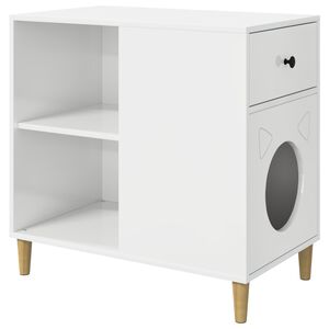 vidaXL Katta h&uacute;s Glansandi Hv&iacute;tur 72 x 42.5 x 70 cm Samsettur vi&eth;ur