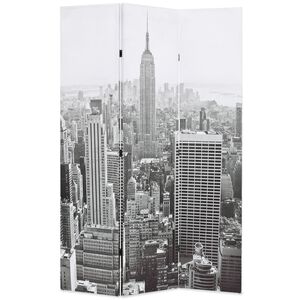 vidaXL Samanbrj&oacute;tanlegt Skilr&uacute;m 120x170 cm New York by Day Svart og Hv&iacute;tt