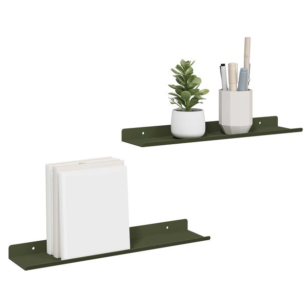 vidaXL Flj&oacute;tandi skrifbor&eth; 2 pcs Ol&iacute;fugr&aelig;nn 40 x 8,5 x 2,5 cm St&aacute;l