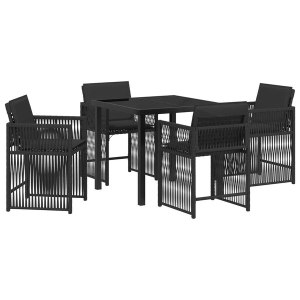 vidaXL Gar&eth;ur bor&eth;sett 5 pcs Svartur p&oacute;l&yacute;rattan