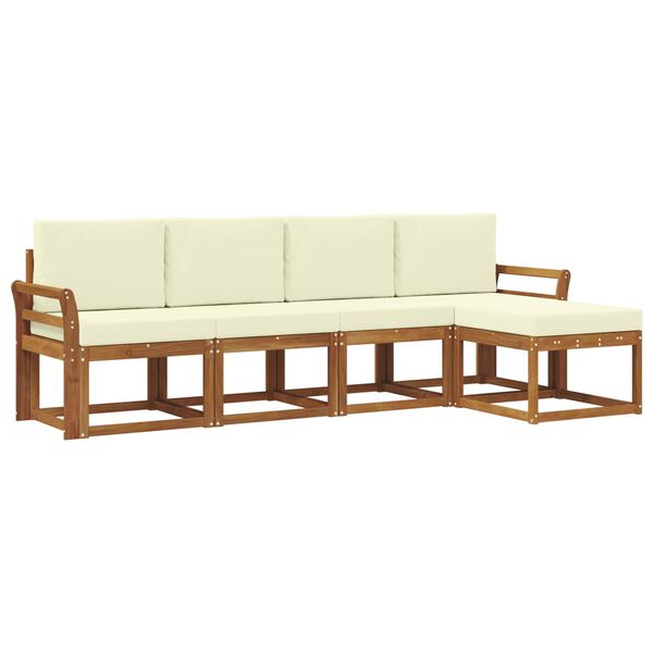 vidaXL &Uacute;ti s&oacute;fasett me&eth; p&uacute;&eth;i 5 pcs N&aacute;tt&uacute;rulegt og Krem Hrein akas&iacute;utr&eacute;