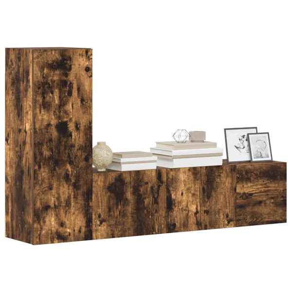 vidaXL 3 hluta Sj&oacute;nvarpssk&aacute;pasett Reyklitu&eth; Eik Samsettur Vi&eth;ur