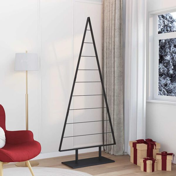 vidaXL Metal j&oacute;latr&eacute; me&eth; standi Svartur 210 cm St&aacute;l