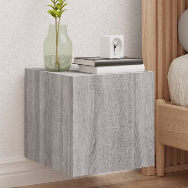 vidaXL Veggsj&oacute;nvarpssk&aacute;pur me&eth; LED lj&oacute;sum Gr&aacute; sonoma eik 30,5x35x30 cm