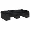 vidaXL Gar&eth;s&oacute;fa sett me&eth; p&uacute;&eth;i me&eth; geymslu 11 pcs Svartur p&oacute;l&yacute;rattan