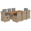 vidaXL 9 Hluta Gar&eth;bor&eth;sett me&eth; Sessum Drappa&eth; P&oacute;l&yacute;rattan