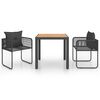 vidaXL 3 Parta Gar&eth;bor&eth;stofusett PVC Rattan Svart og Br&uacute;nn