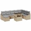 vidaXL S&oacute;fasett me&eth; p&uacute;&eth;i 9 pcs Beige og lj&oacute;sgr&aacute;r p&oacute;l&yacute;rattan