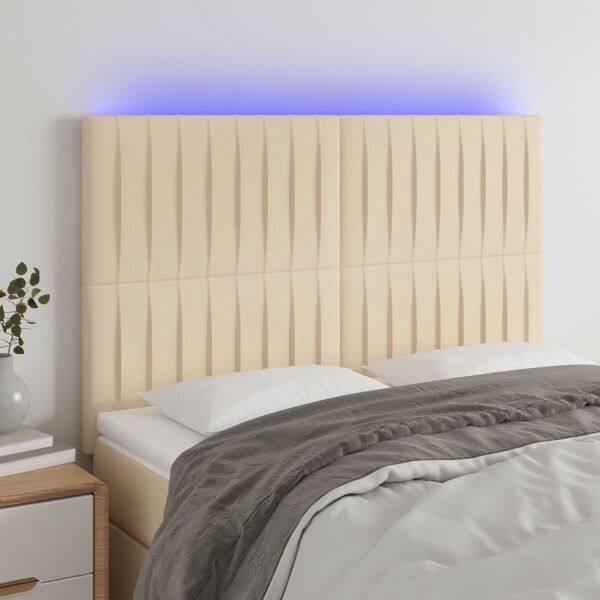 vidaXL LED h&ouml;fu&eth;gafl Rj&oacute;mahv&iacute;tt 144x5x118/128 cm Efni