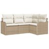 vidaXL Gar&eth;s&oacute;fa sett me&eth; geymslu 4 pcs Drapplita&eth;ur p&oacute;l&yacute;rattan