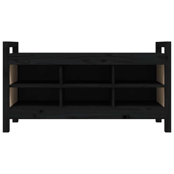 vidaXL Forstofubekkur Svartur 110x40x60 cm Gegnheil Fura