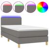 vidaXL H&oacute;lfa&eth; Springr&uacute;m me&eth; D&yacute;nu&LED D&ouml;kkgr&aacute;tt 90x200cm Tauefni