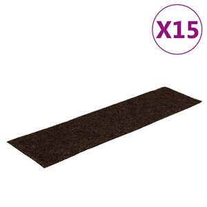 vidaXL Stigamottur sj&aacute;lfl&iacute;mandi 15 stk 76x20 cm br&uacute;nar r&eacute;tthyrndar