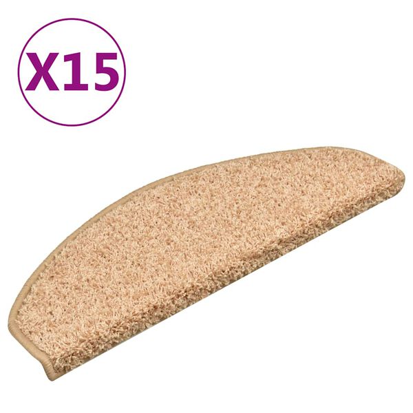 vidaXL Stigamottur 15 stk 65x21x4 cm gulllitaðar hálfhringlaga stórar