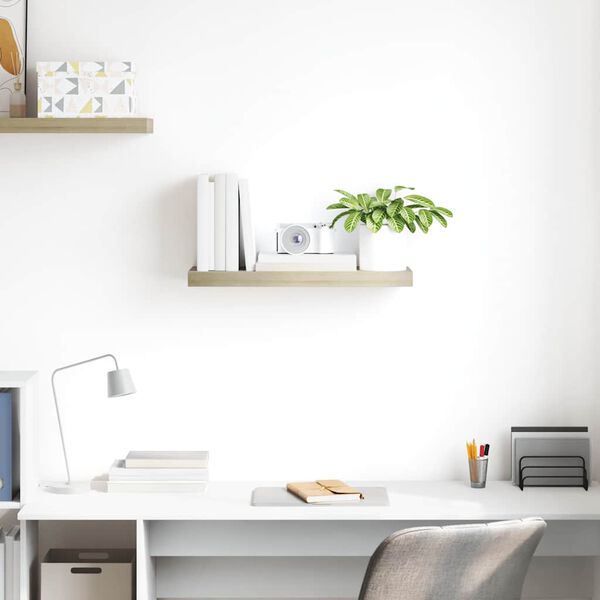 vidaXL Vegghilla me&eth; Sk&uacute;ffu Eikarlitu&eth; 60x23,5x3,8 cm MDF