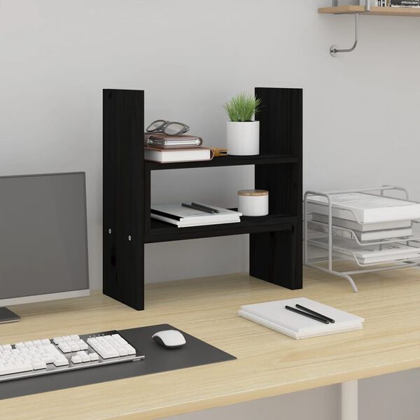 vidaXL Skjástandur Svartur (39-72)x17x43 cm Gegnheil Fura