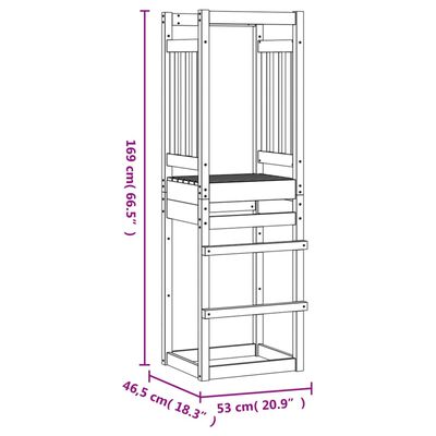 vidaXL Leikturn 53x46,5x169 cm Gegnheil Fura