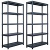 vidaXL Geymsluhillur 2 stk Svartur 250 kg 80x40x180 cm Plast