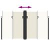 vidaXL Útdraganlegur Hliðarskjólveggur Rjómahvítur 200x600 cm