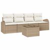 vidaXL Gar&eth;s&oacute;fa sett me&eth; geymslu 5 pcs Beige og krem p&oacute;l&yacute;rattan