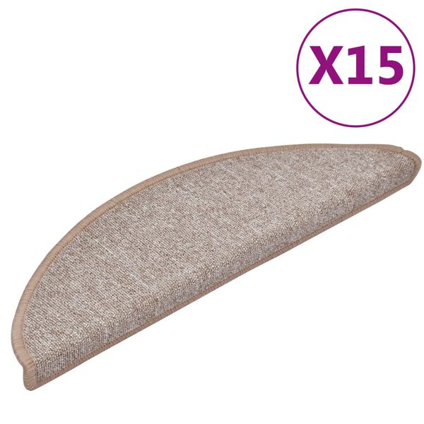 vidaXL Stigamottur 15 stk 56x17x3 cm lj&oacute;sbr&uacute;nar h&aacute;lfhringlaga
