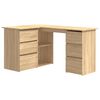 vidaXL Hornskrifbor&eth; Sonoma Eikarlitur 145x100x76 cm Samsettur Vi&eth;ur