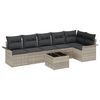 vidaXL Gar&eth;s&oacute;fa sett me&eth; p&uacute;&eth;i 7 pcs Lj&oacute;sgr&aacute;r p&oacute;l&yacute;rattan