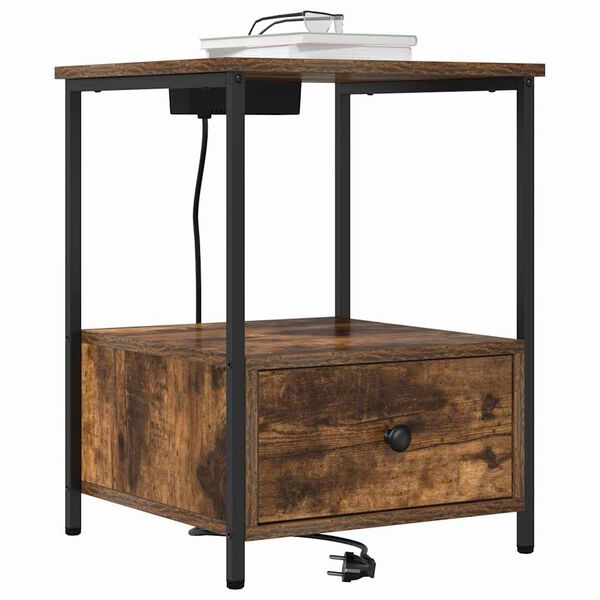 vidaXL Noat&ouml;flu sk&aacute;pur Rau&eth;-eik 42 x 41 x 56 cm Samsettur vi&eth;ur