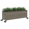 vidaXL Gar&eth;ker &aacute; hj&oacute;lum me&eth; 3 Pottum Gr&aacute;tt 107x32x38 cm P&oacute;l&yacute;rattan