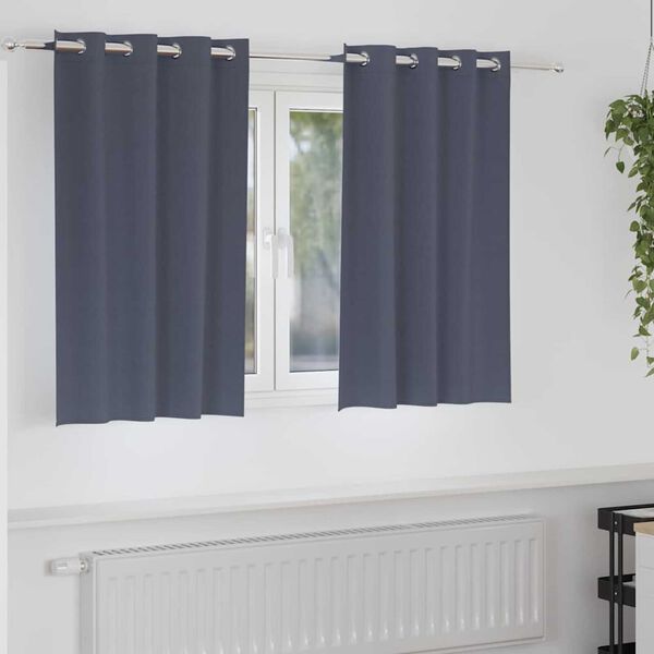 vidaXL Svartgardínur með hringjum 2 pcs Antrasít 140 x 140 cm