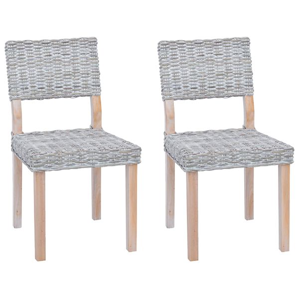 vidaXL Bor&eth;st&oacute;ll 2 pcs Hv&iacute;tt &thorn;vott 46 x 55 x 84 cm Kubu rattan