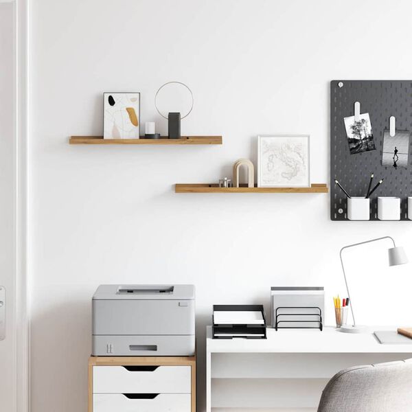 vidaXL Vegghylla me&eth; hillu 2 pcs Br&uacute;nn 60 x 9 x 3 cm Samsettur vi&eth;ur