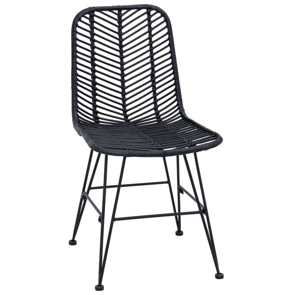 vidaXL Bor&eth;st&oacute;ll 2 pcs Svartur 44 x 47 x 85 cm Rattan og j&aacute;rn