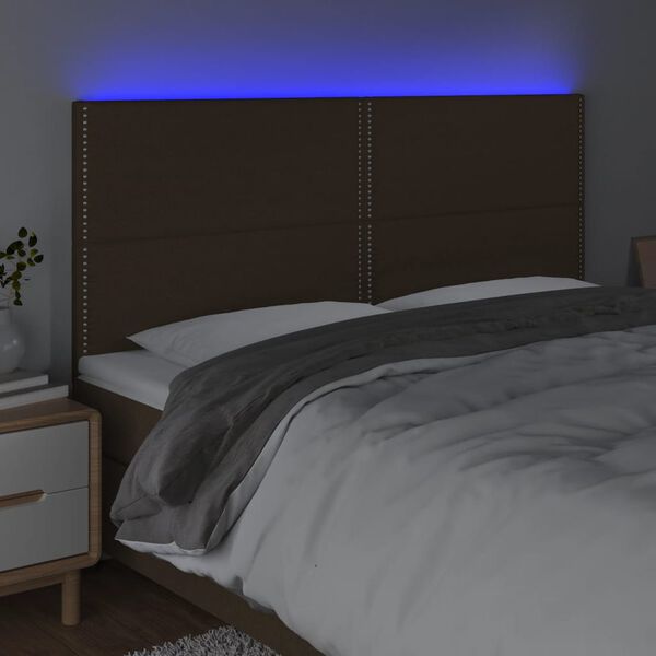 vidaXL LED h&ouml;fu&eth;gafl D&ouml;kkbr&uacute;nt 180x5x118/128 cm Efni