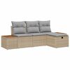 vidaXL Gar&eth;s&oacute;fa sett me&eth; p&uacute;&eth;i 4 pcs Drapplita&eth;ur Poly rattan