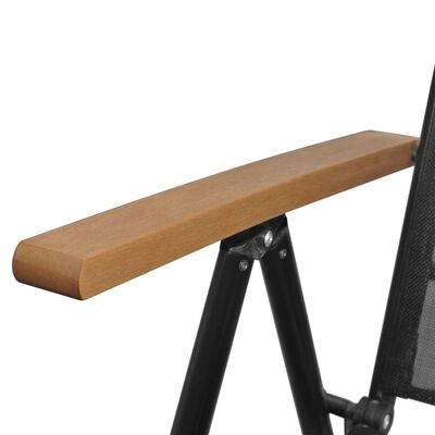 41733 vidaXL Folding Garden Chairs 4 pcs Aluminium and Textilene Black