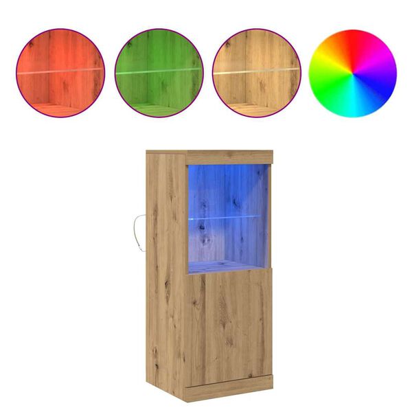 vidaXL LED Hli&eth;arsk&aacute;pur Artisan Eik 41 x 37 x 100 cm Samsettur vi&eth;ur