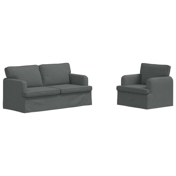 vidaXL S&oacute;fasett 2 pcs D&ouml;kk gr&aacute; 162 x 80 x 85 cm d&uacute;kur